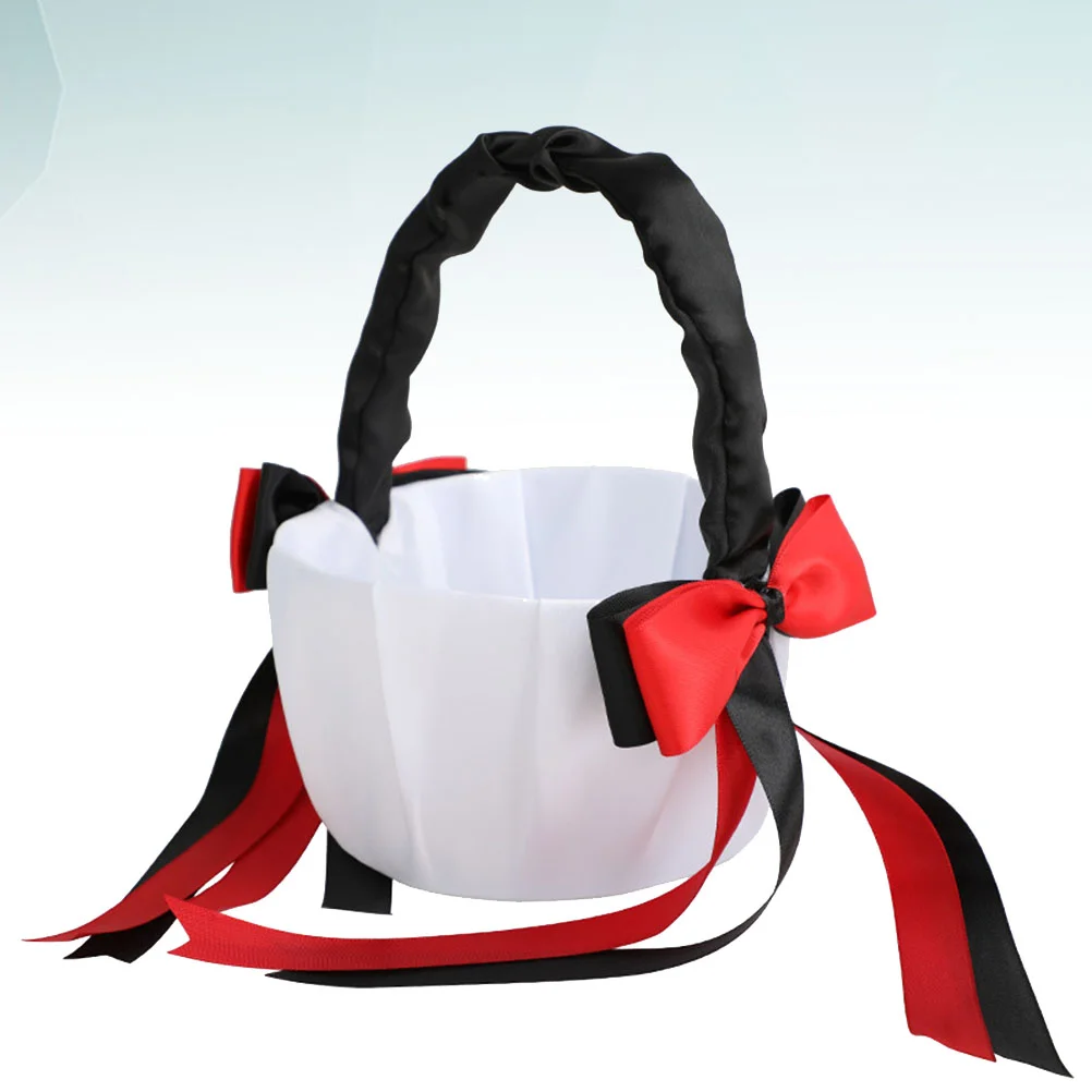 

Flower Girl Basket Bowsette Macrame Elegant Wedding Collection Ribbon Baskets Lace Party