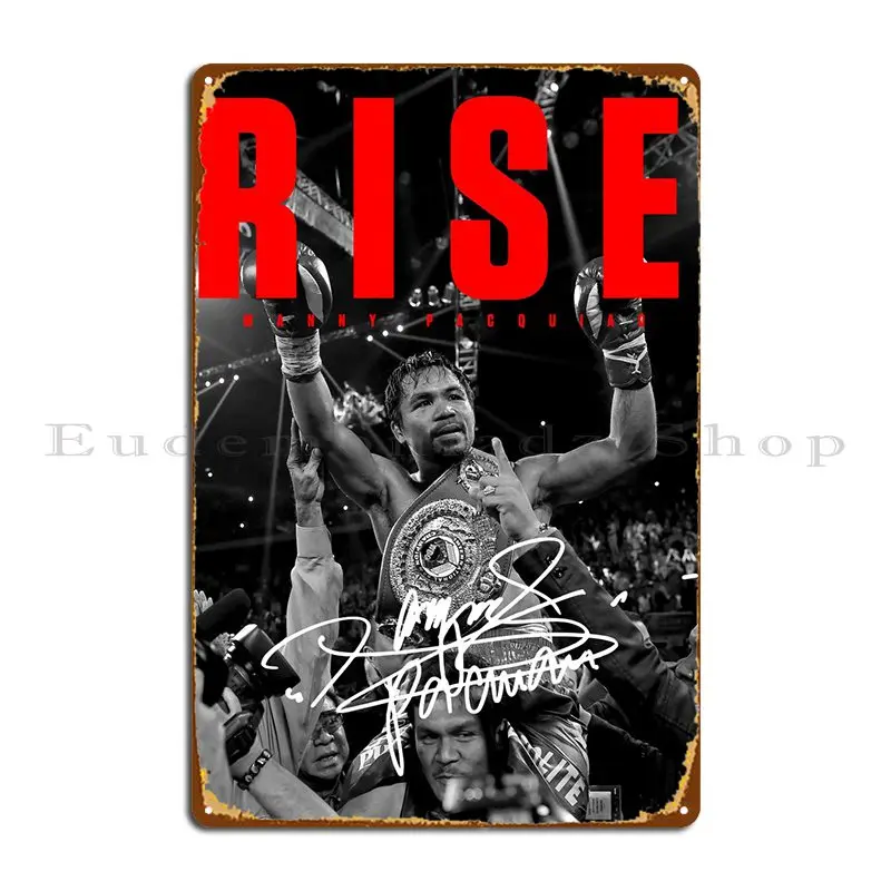 Боксерский Мэнни Pacquiao Rise металлический плакат с табличкой, плакат на стену, изготовление на заказ, дизайн гаража, жестяной плакат
