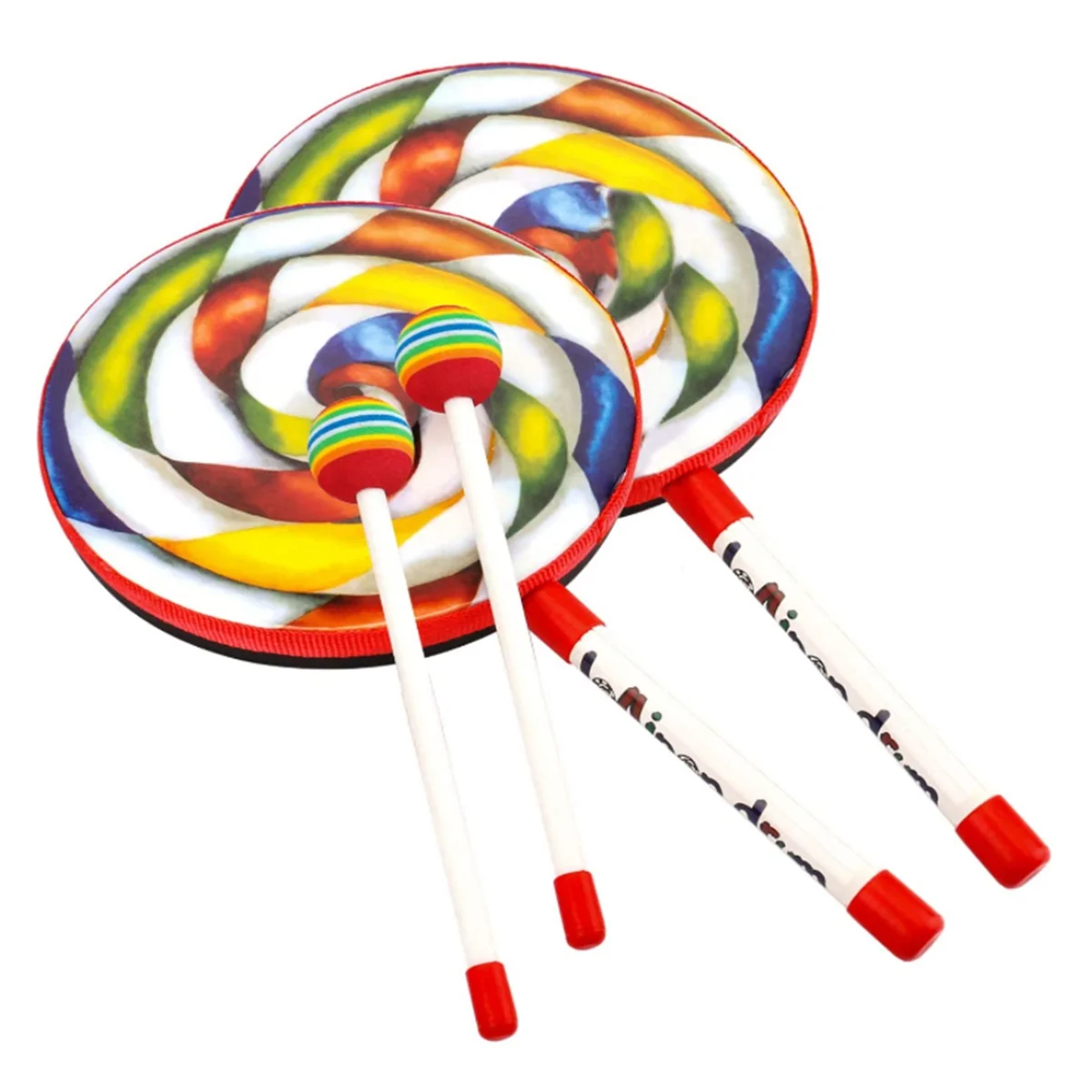 

Orff Instruments 2Pack Lollipop Drums 6Inch Dance Props Percussion Instruments Hand Drum Preschool Education Toys