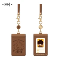 zhongli xiao childe venti keychains backpacks pendant cover game genshin impact cosplay accessories anime cartoon pu card cases