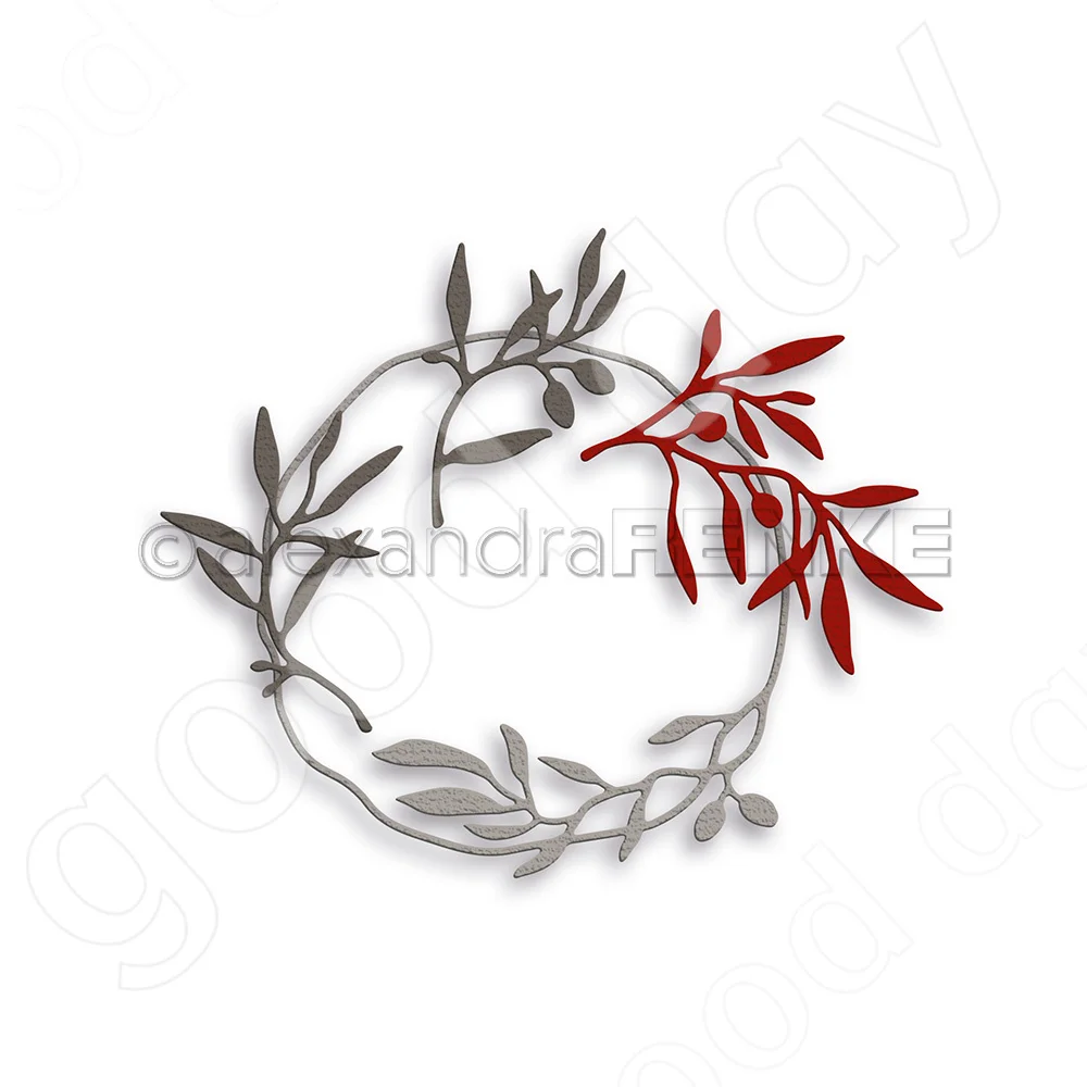 

2022 Arrival New Olive wreath with branches Metal Dies Scrapbook Used for Diary Decoration Template Diy Greeting Card Handmade