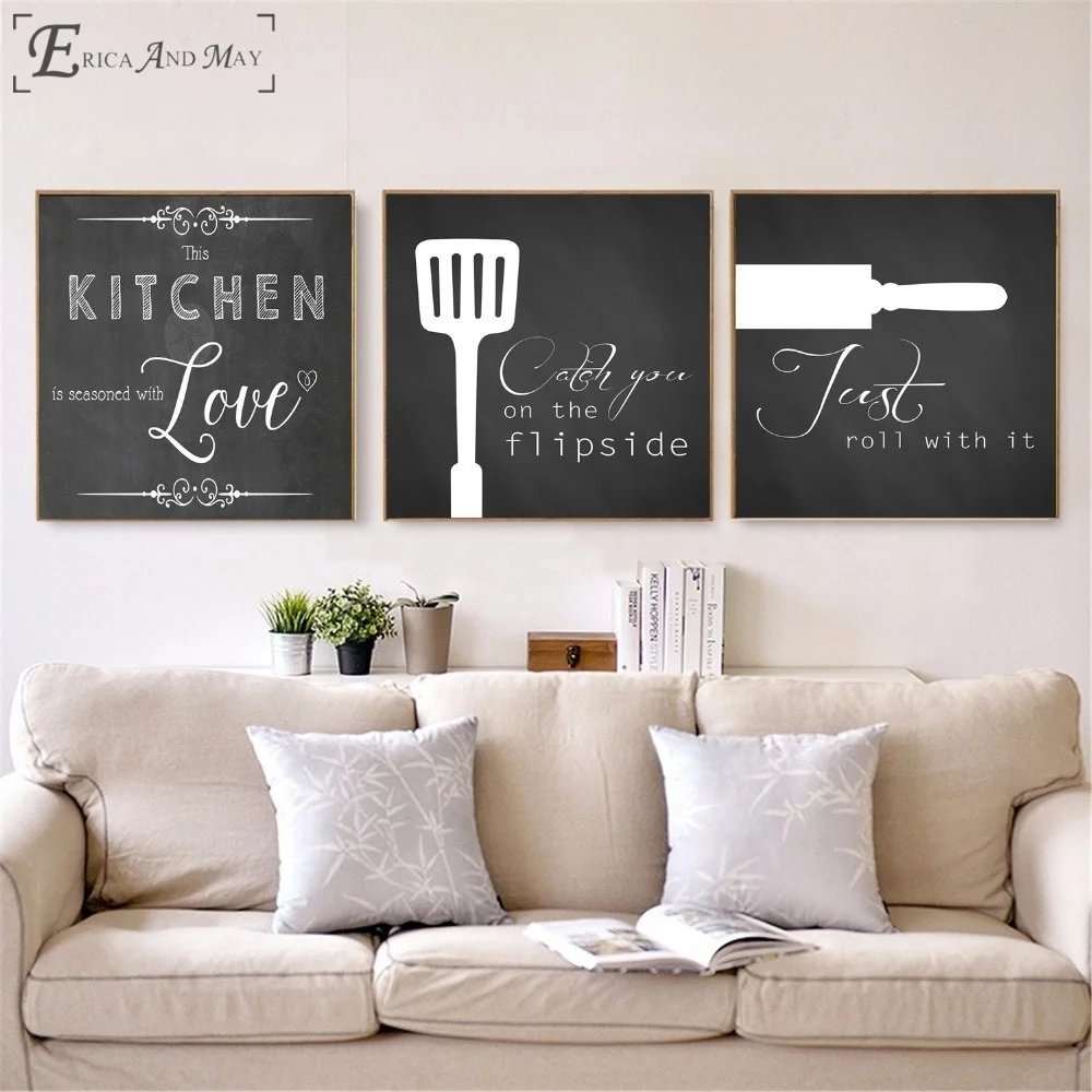 

Panels 3 Kitchen Love Poster Prints Oil Painting On Canvas Wall Art Murals Pictures For Living Room Decoration No Frame