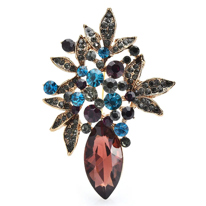 

Wuli&baby Crystal Vase Flowers Design Brooches Pins For Women Unisex Beauty Plants Party Casual Brooch Pins Gifts