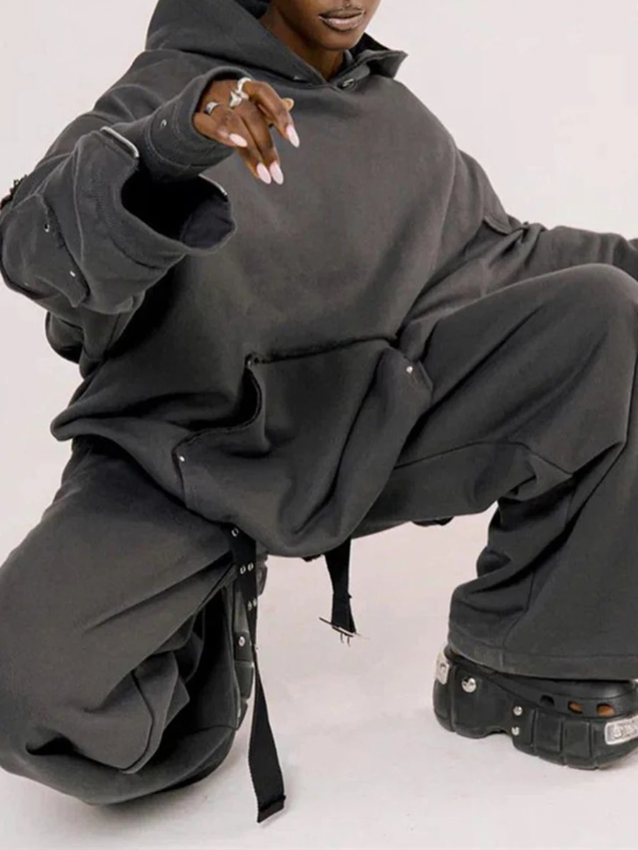 Уличная одежда VGH однотонные комплекты из двух предметов для женщин топы с