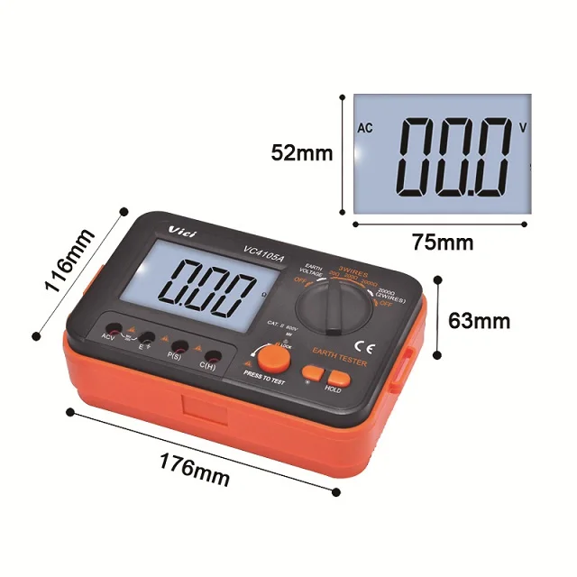 

Overload Protection and Manual Range Earth Resistance Meter VC4105A