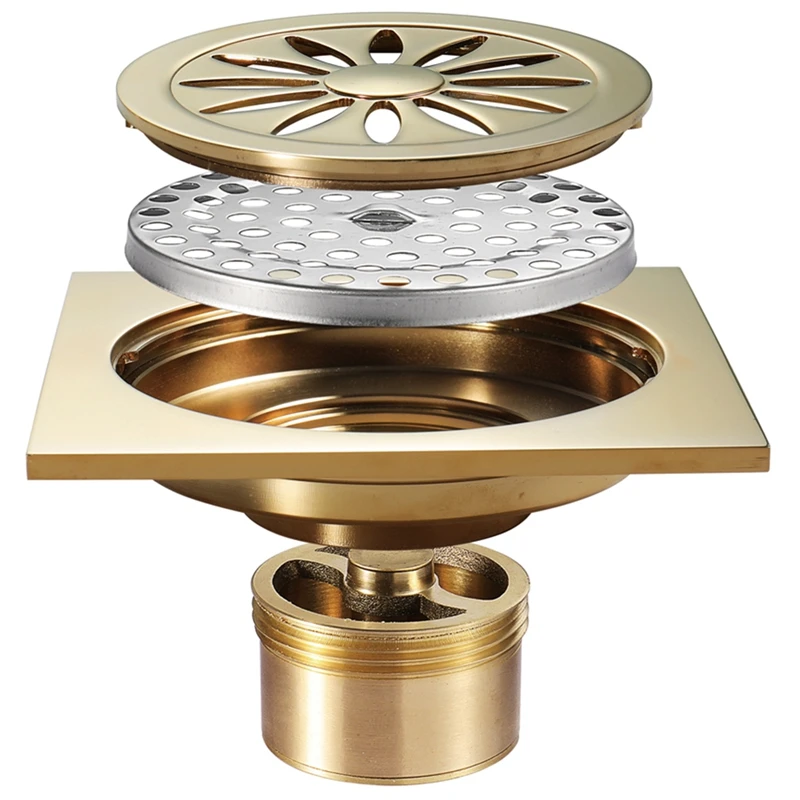 

Высококачественный Слив для пола в ванную комнату и устойчивый к запаху Слив для пола полностью медный Балконный квадратный Слив для пола