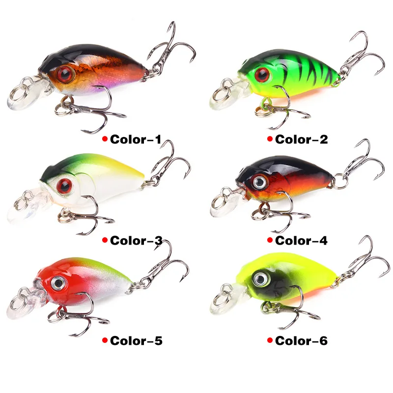 

X0017 Lure 4.5cm/3.8g Rock Crank Bait Cocked Mouth Bass Bait ABS Material Bionic Simulation Fake Bait Fishing Gear Wholesale