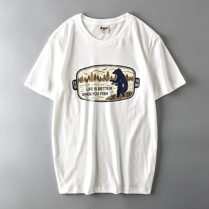 Foreign Trade Overplus Order Men's Cut the Tag off Tide Short sleeve T-shirt Ins European and American Retro Export Original ...