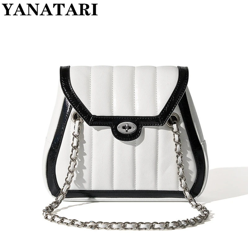 YANATARI Genuine leather women's shoulder bag  Korean version  fashionable and trendy chain diagonal span bag new  bucket bag