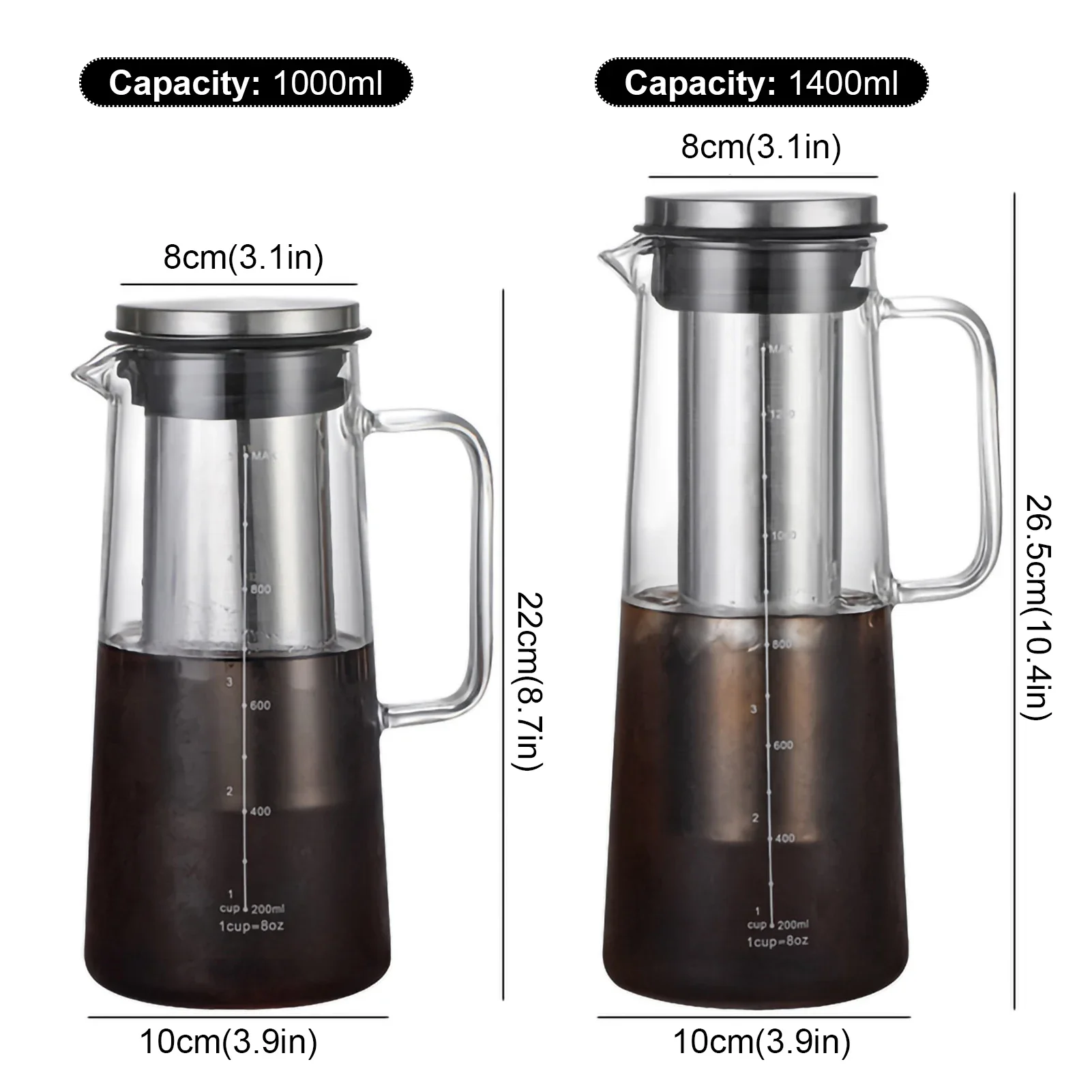 Стеклянный Кофейник 1000/1400 Мл С Фильтром Ручная Домашняя Кофемашина Для