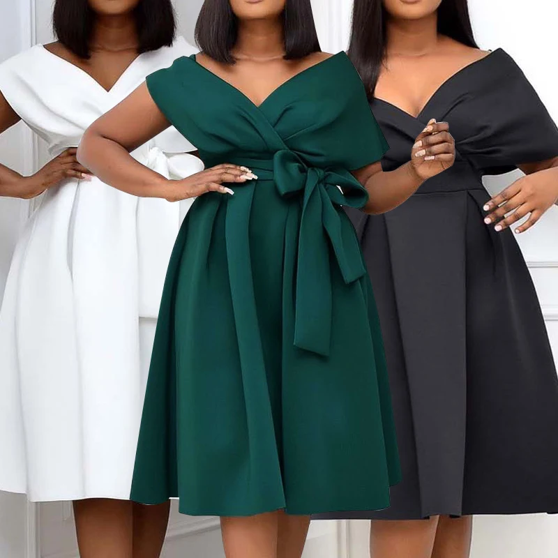 

High Quality Women Dress Bow Elegant Wedding Party Dresses For Women 2022 Summer Clothing S-XXXL Femme Vestidos de Mujer Robes