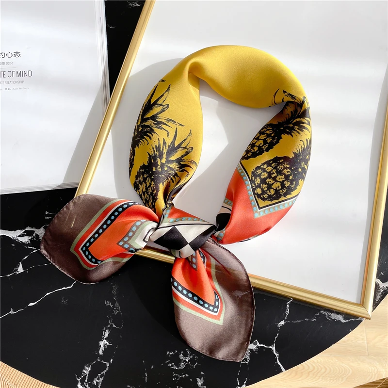 

Women Scarves Square Neck Hairband Shawl Wrap Design Print Silk Lady Foulard Handkerchief Bandana 2022 Spring New