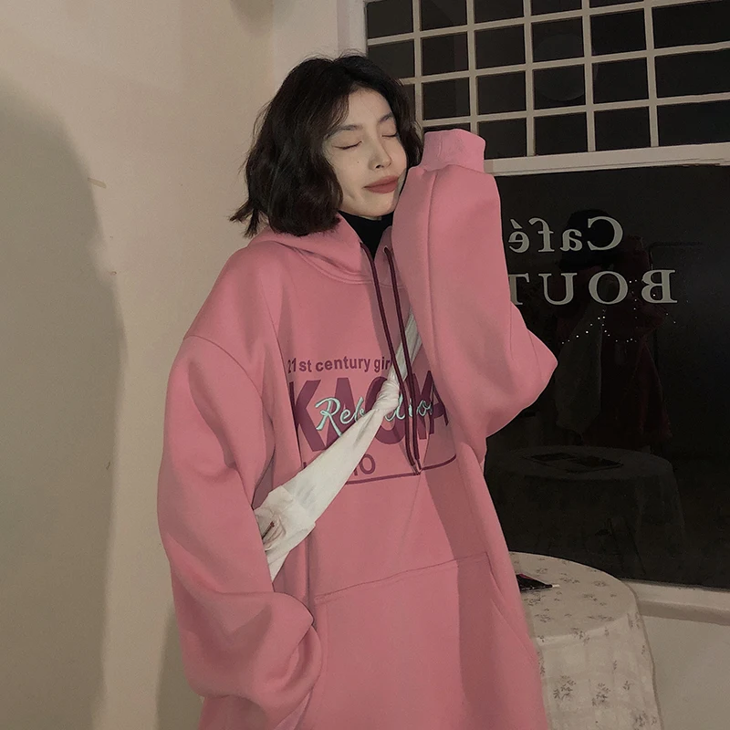 

A Round neck capless long-sleeved women's spring and autumn new retro loose and thin casual mid-length top