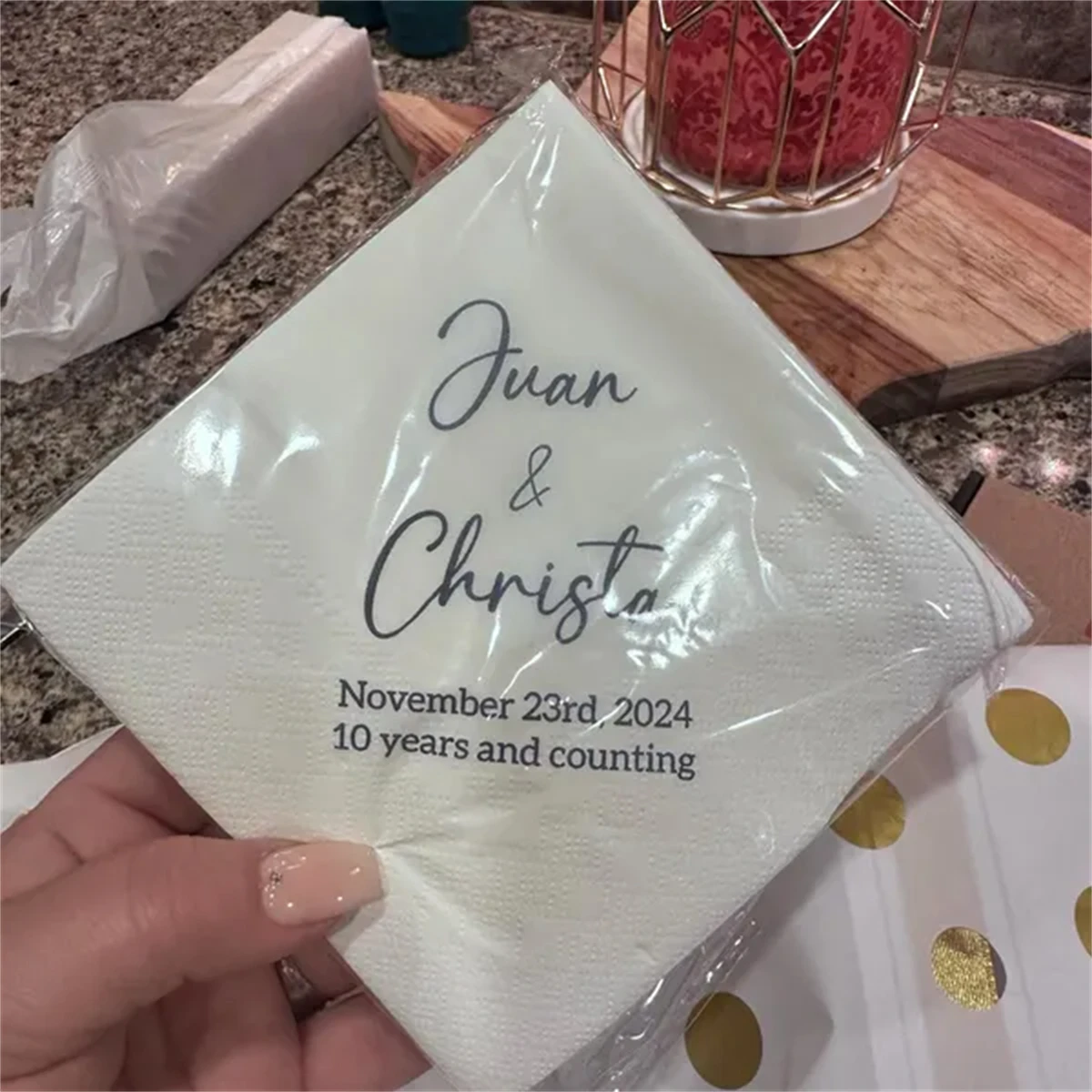 Custom Wedding Napkins With Text | Personalized Fun Facts Sheets and more Put Any On Cocktail Napkins，50Pcs