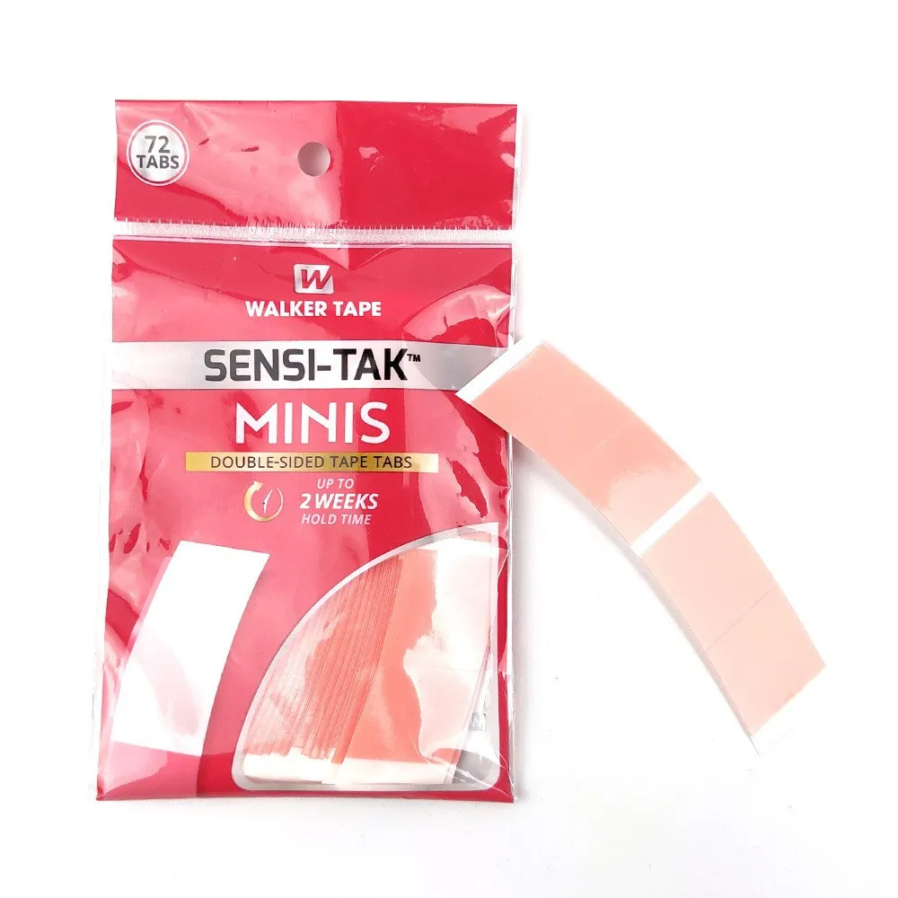 Фото 36 шт. 72 вкладки Sensi Tak Minis, двусторонняя клейкая лента с низким остатком, легко чистящаяся красная клейкая лента для париков-париков №1
