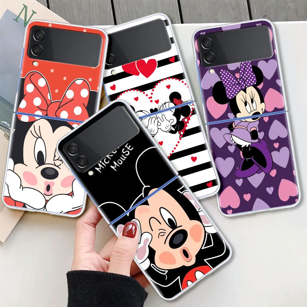 

Mickey Mouse Cute Case For Samsung Galaxy Z Flip 3 5G Transparent Hard Cell Phone Cover ZFlip3 Clear PC Luxury Phone Fundas