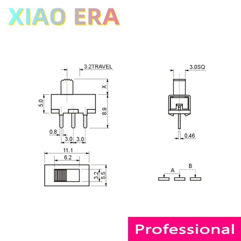 1000 шт. SS12F17G5 SS12F17 SS12F17-G5 5 мм длина ручки 3 P Pin 2 Travel DIP слайд переключатель