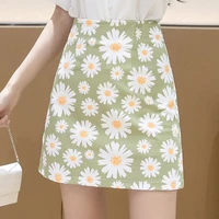 summer sweet daisy print skirts women high waist slim pencil skirt cottagecore floral dress cute girl basic all match streetwear
