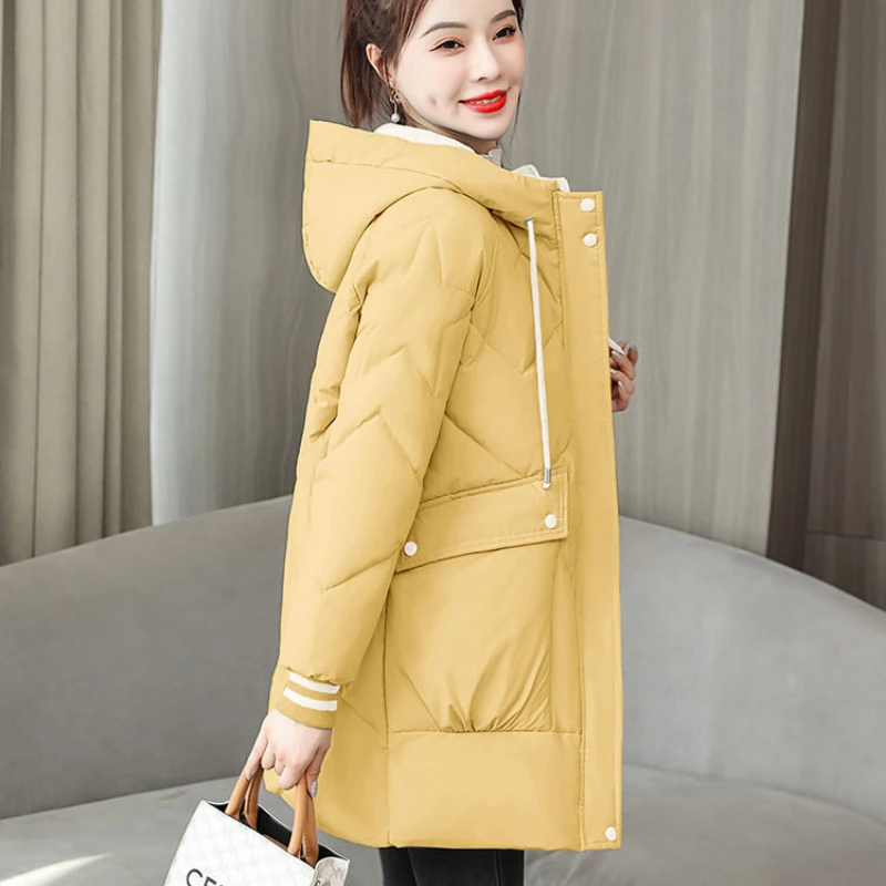 Winter Women's Coat Hooded Mid-length Padded Jacket Jacket Warmth Slim Fit Plus Size Korean Fashion Free Shipping Wholesale New