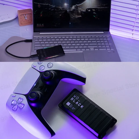 Игровой привод WD_BLACK P40, портативный внешний твердотельный накопитель SSD, высокая скорость до 2000 Мб/с, RGB подсветка для Playstation Xbox, ПК