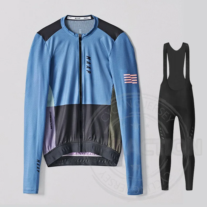 

MAAP Spring and Autumn Long Sleeve Cycling Clothes Men Jersey Suit Outdoor Bike MTB Clothing Bib Pants Set Ropa Ciclismo Hombre