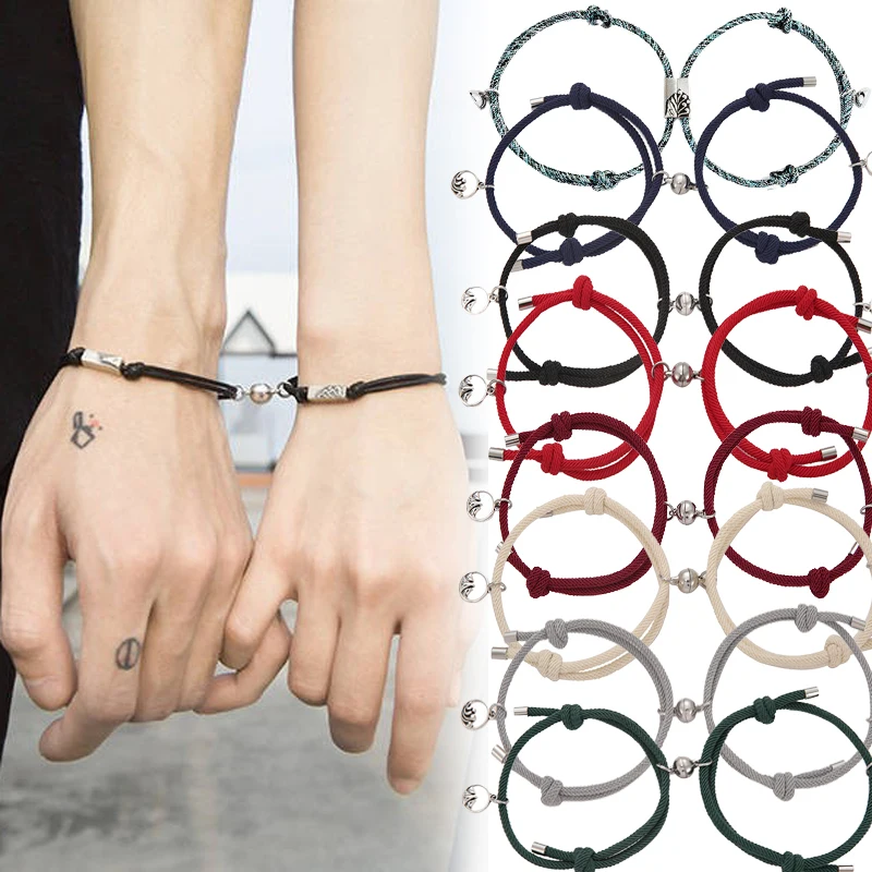 

2pcs Couple Magnets Bracelets Attract Each Other Couple Lover Bracelet Pendants Charm Bracelet Jewelry Lover Christmas Gift 2020