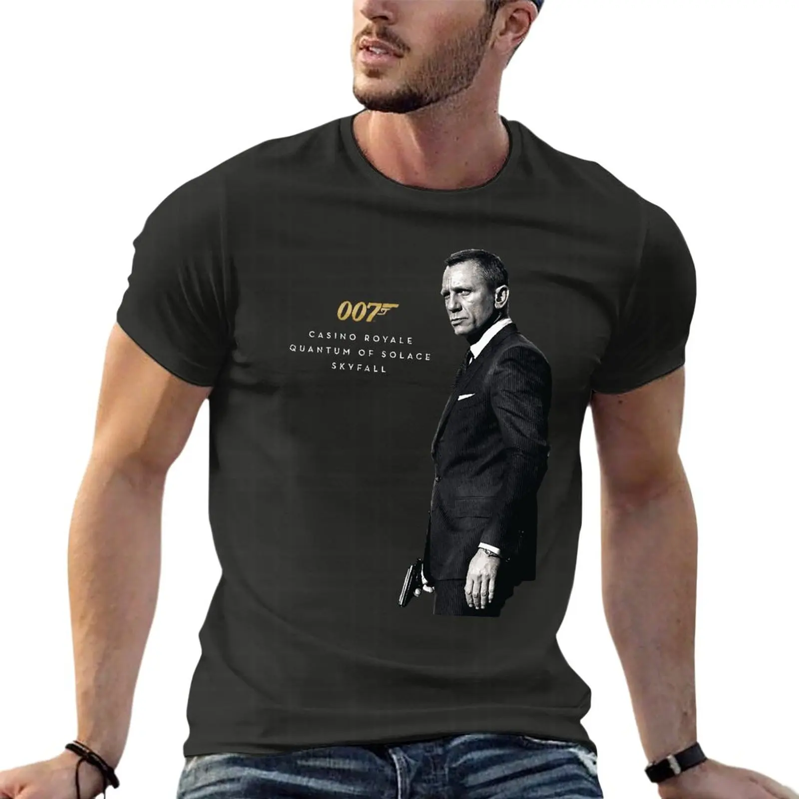 

James Bond 007 Casino Royale Oversized Tshirt Harajuku Mens Clothing Short Sleeve Streetwear Big Size Top Tee