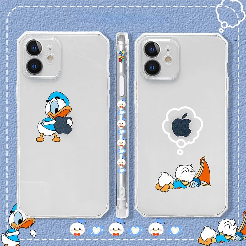 

Disney Creative Cartoon Donald Duck Phone Case Cover for Iphone 13 12 Pro Max 11 8 7 6 S XR PLUS X XS SE 2020 Transparent Case