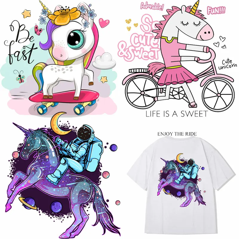 

Little Pony Patches on Clothes Cartoon Cute Unicorn Iron-on Transfers for Clothing Stickers Thermoadhesive Patch for Children