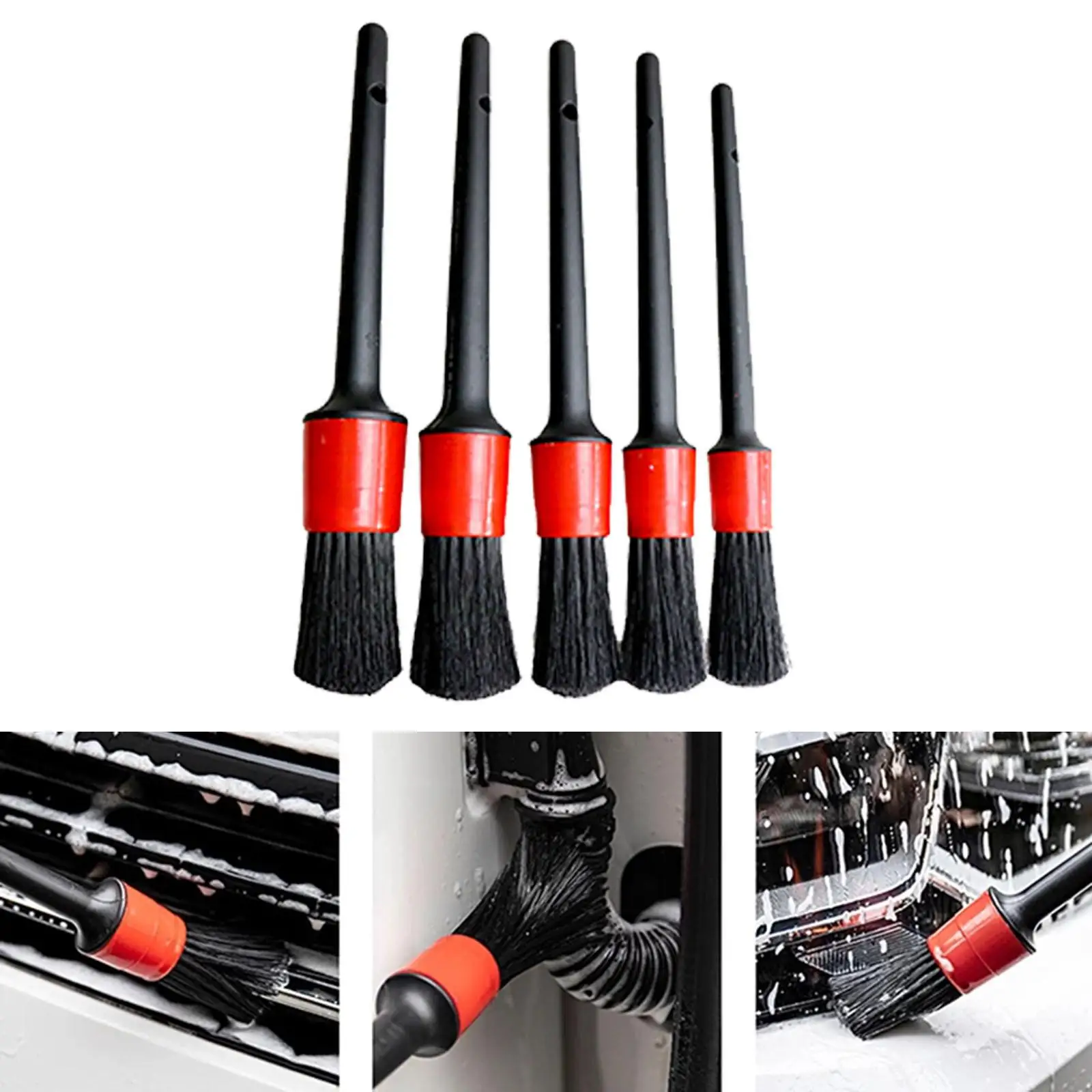 

5PCS Car Detailing Brush Set with Soft Bristles - Ideal for Interior, Dashboard, Air Vents, and Wheels Cleaning