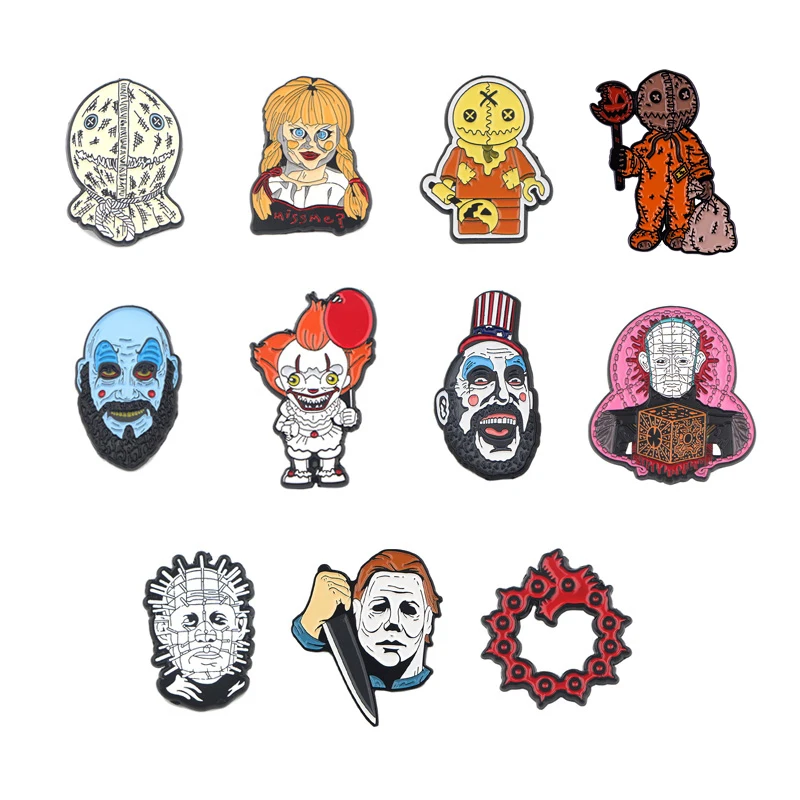 

Homegaga 1pcs Thriller Badges Horror Clown Pin Saw Badge Cool Jacket Pin Coat Badge Backapck Badgs Brooches Jewelry Gift D2579