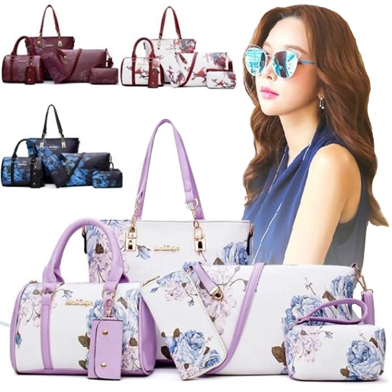 

Женская сумка на плечо, комплект из 6 сумок из кожи в китайском стиле, клатч, кошелек, композитная сумка через плечо, 2022