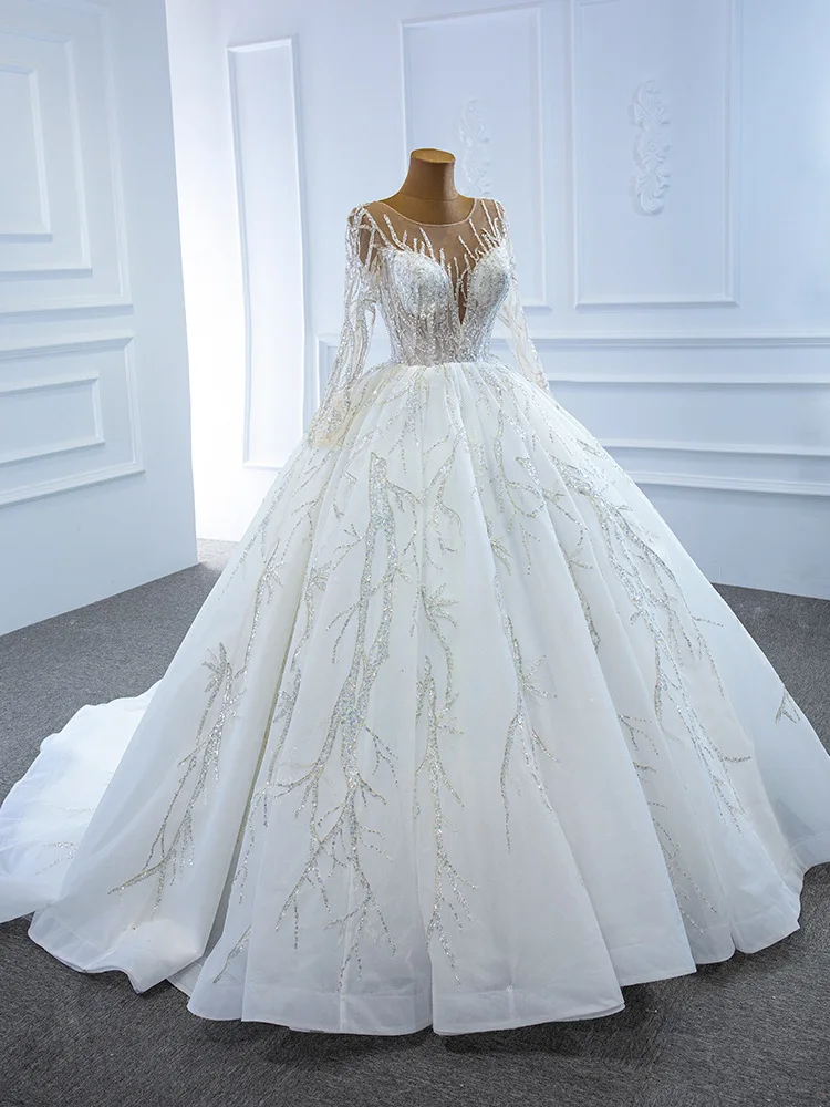Индивидуальные элитные блестящие свадебные платья с длинными рукавами и