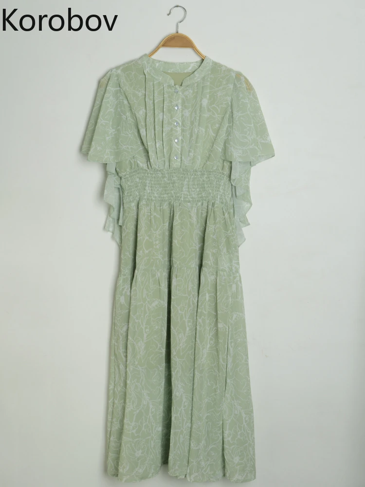 

Korobov Summer Flying Sleeve Vestidos De Verano Mujer 2022 Slim Waist Tunic Vestido Feminino Sweet Japanese Dress for Women