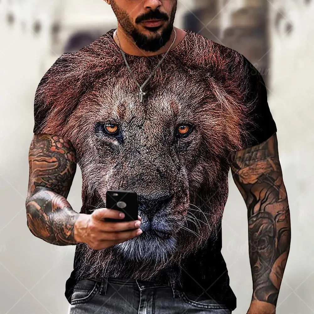 

Summer T-shirt Europe and The United States Trend New Animal Wolf 3D Digital Print Men's Loose Short Sleeve Sports 3DT Shirt