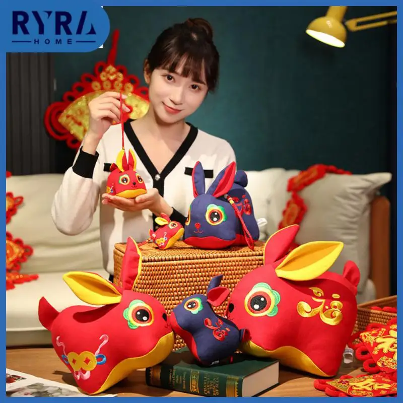 

Cute Expression Creative Ornaments Cotton Padding Wufu Rabbit Plush Doll Without Lanyard Cartoon Animal Pendants Vivid Image 30g