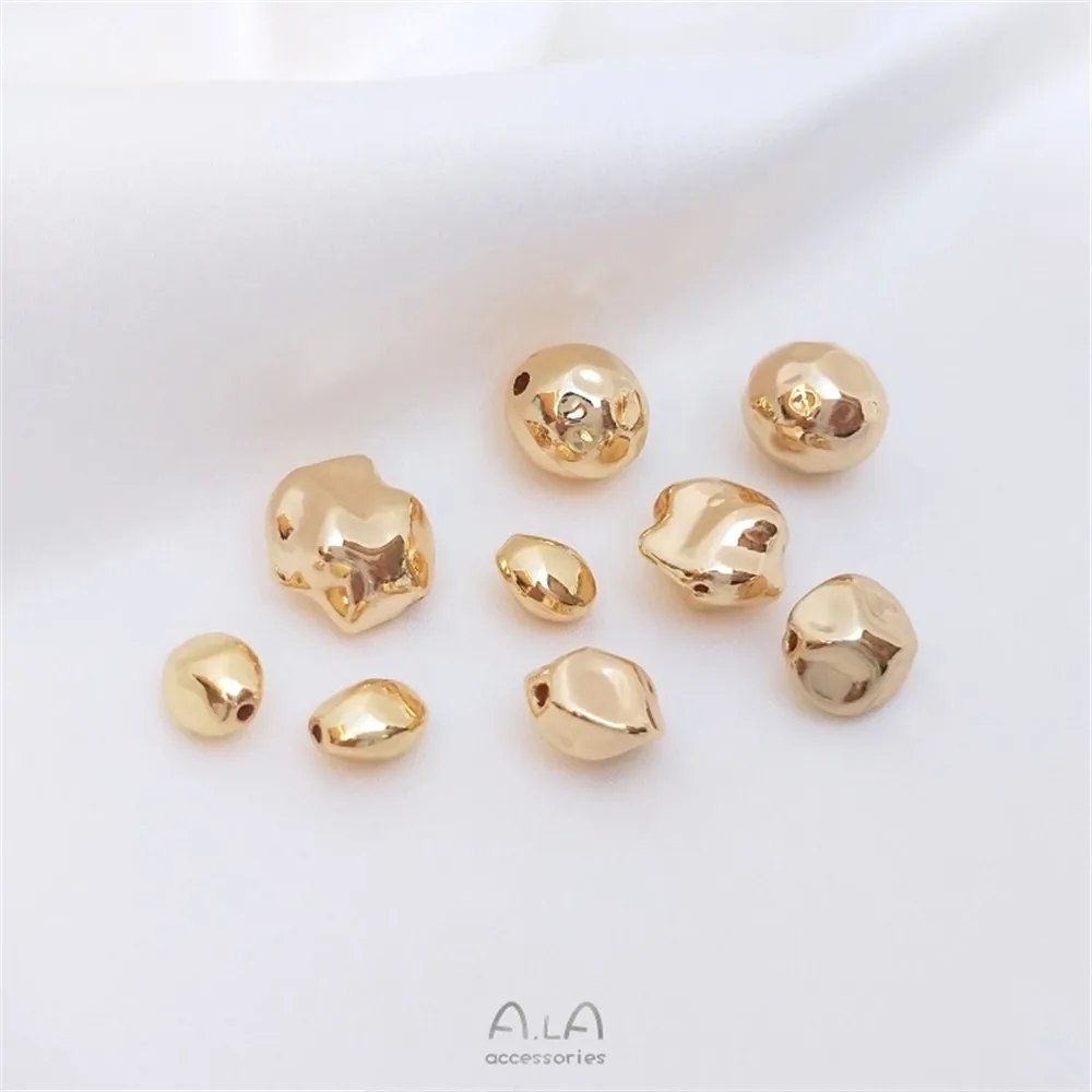 Купи 14K gold covered stone loose beads irregular shaped beads rice beads handmade diy bracelet earrings jewelry with beads за 13 рублей в магазине AliExpress