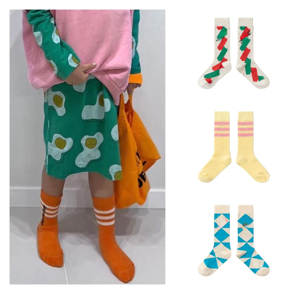 

Children's Socks 2022 Autumn and Winter Ins Boys Girls Cartoon Combed Cotton Knitted Coral Fleece Medium Tube Socks Casual Socks