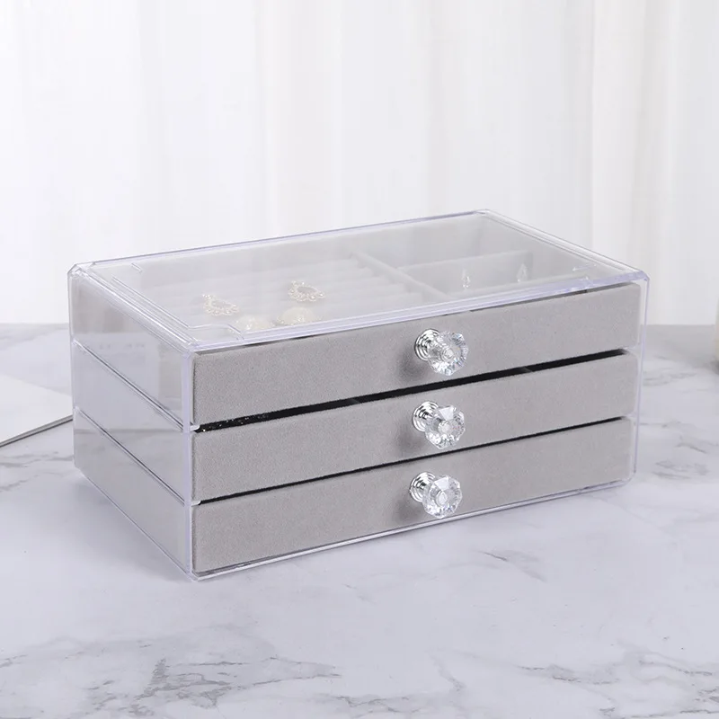 Velvet Jewelry Storage Tray Display Jewel Holder Stand Bracelet Necklace Ring Storage Box Showcase Drawer Jewelry Organize