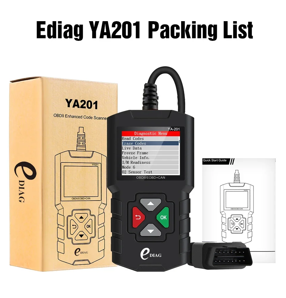 

EDIAG YA201 OBD2 code reader Upgrade USB FREE Lifetime YA201 OBD II Scanner Engine Car Diagnostic Tool better than CR3001