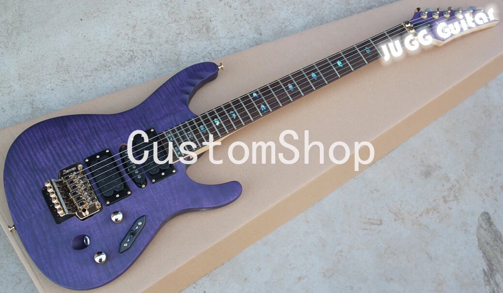 

Super Thin Herman Li EGEN18 Signature Electric Guitar Transparent Violet Flat ultra-fast Neck Flyod Rose Tremolo Bridge