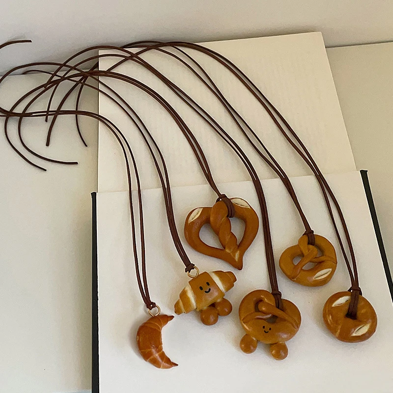 Хлеб ручной работы щелочная вода коровья рога булочка ожерелье для женщин и