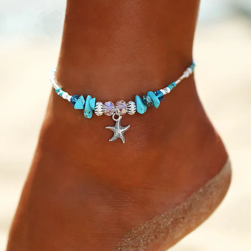 

Summer Simple Starfish Pendant Rice Beads Vintage Anklet Jewelry for Women 2022