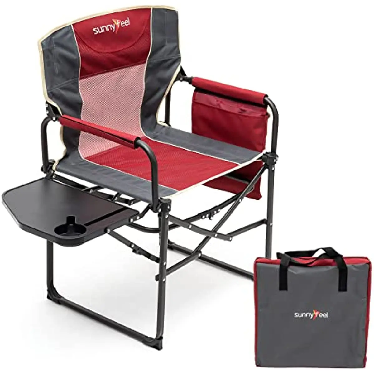 

Sunnyfeel Camping Directors Chair, Heavy Duty,Oversized Portable Folding Chair with Side Table，Outdoor Foldable Camp Chairs