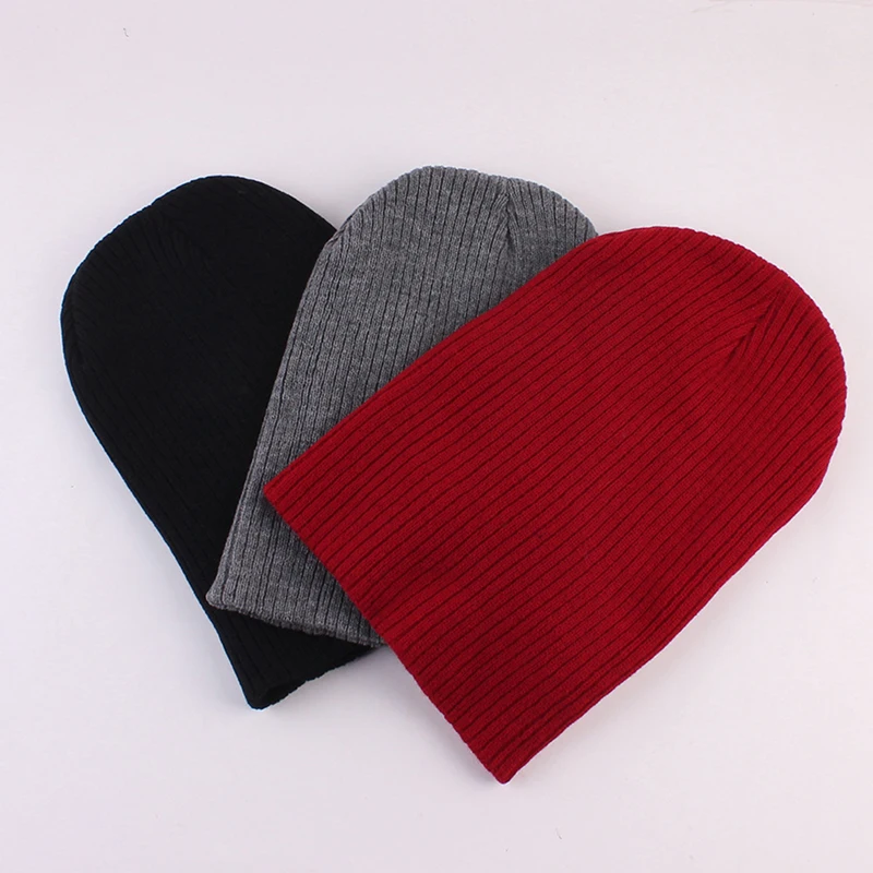 Однотонная вязаная шапка с черепом зимние теплые облегающие шапки манжетами для