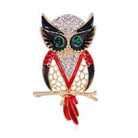cute black eyed owl brooch pin elegant vintage rhinestone crystal pearls enamel bird animal lapel pin corsage for women girl