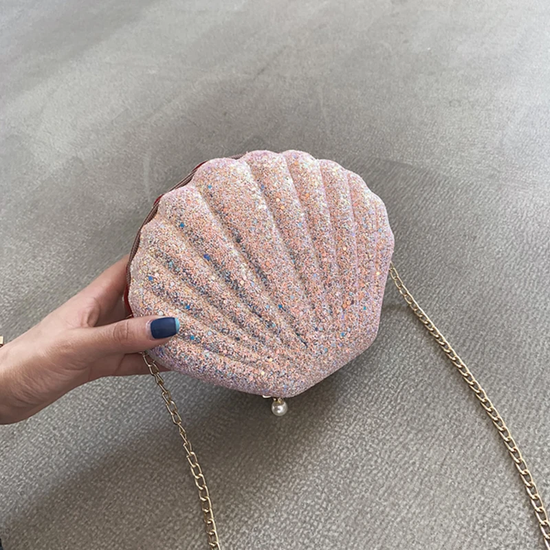 Новые модные цепи сумки через плечо маленькая сумочка в форме ракушки с