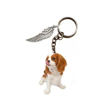 spaniel dog acrylic keychain flying wing dogs keyring car pendants gift best friend key chain accessories keyring men toy charms