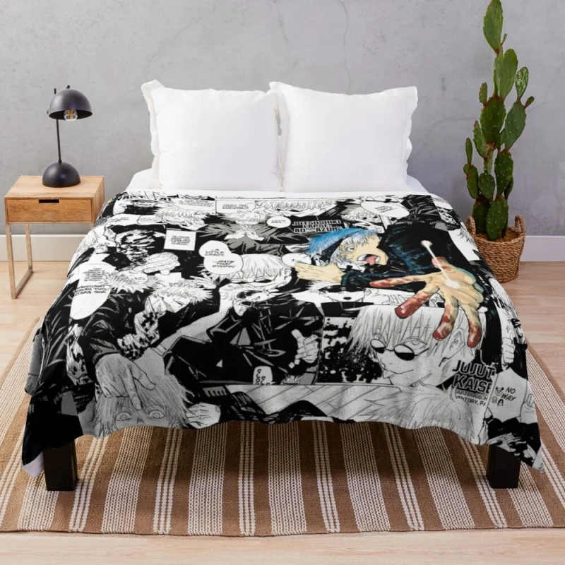 

Gojo Satoru Jujutsu Kaisen Manga Collage Throw Blanket Velor Blankets