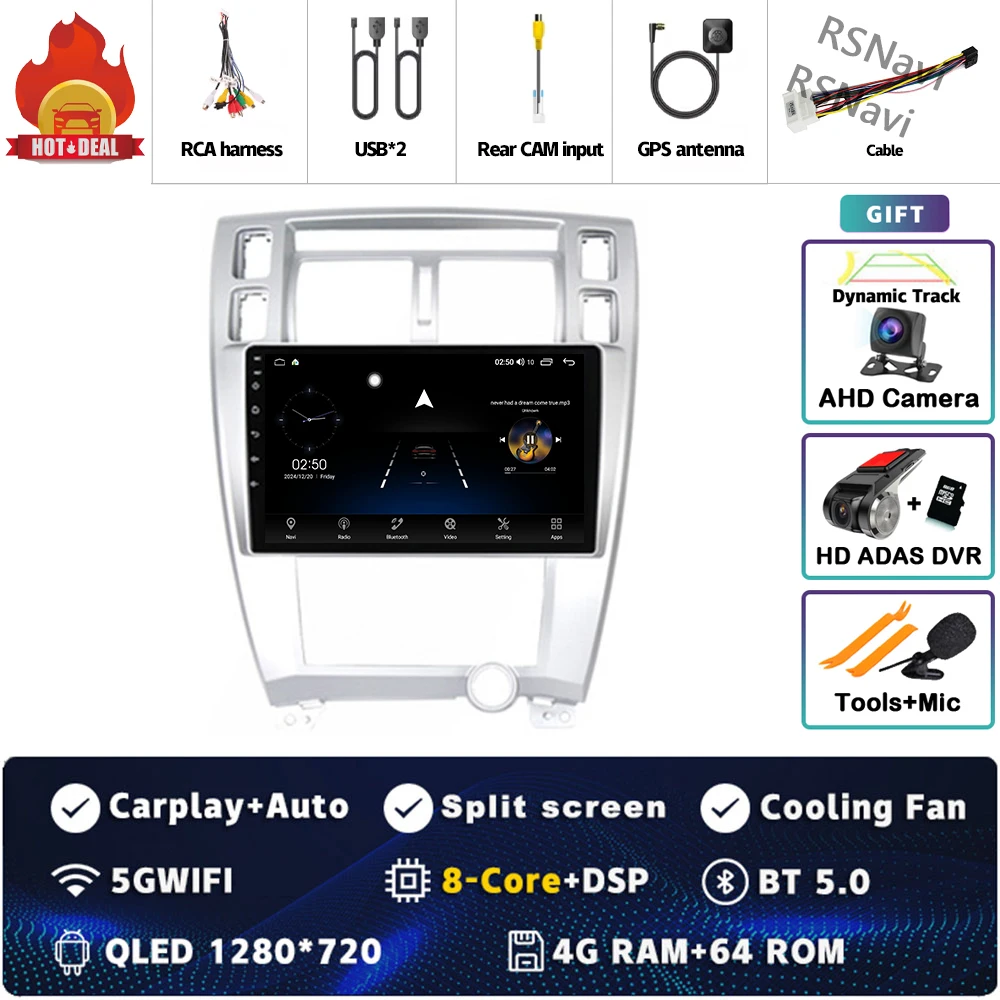 

Android 15 для Hyundai Tucson 1 2004-2009 LHD 2K QLED Android Автомобильный радиоприемник Мультимедийный видеоплеер GPS Стерео CarPlay